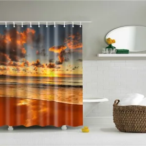 Rideau De Douche Coucher De Soleil Océanique