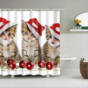 Rideau De Douche Chatons De Noel