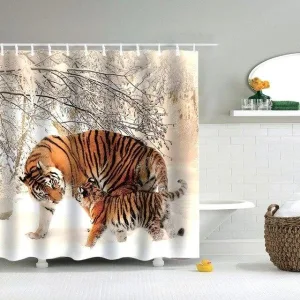 Rideau De Douche Famille De Tigres