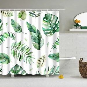 Rideau De Douche Motif Feuillu